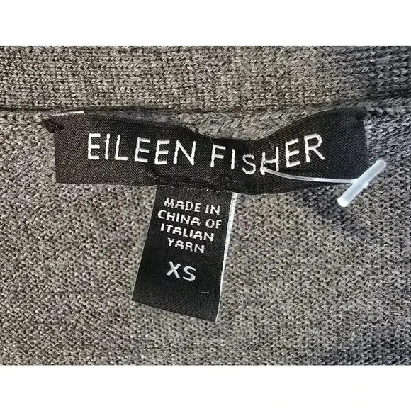 Eileen Fisher Long Cardigan Sweater Button Front Italian Merino Wool Gray SZ XS - Picture 7 of 8
